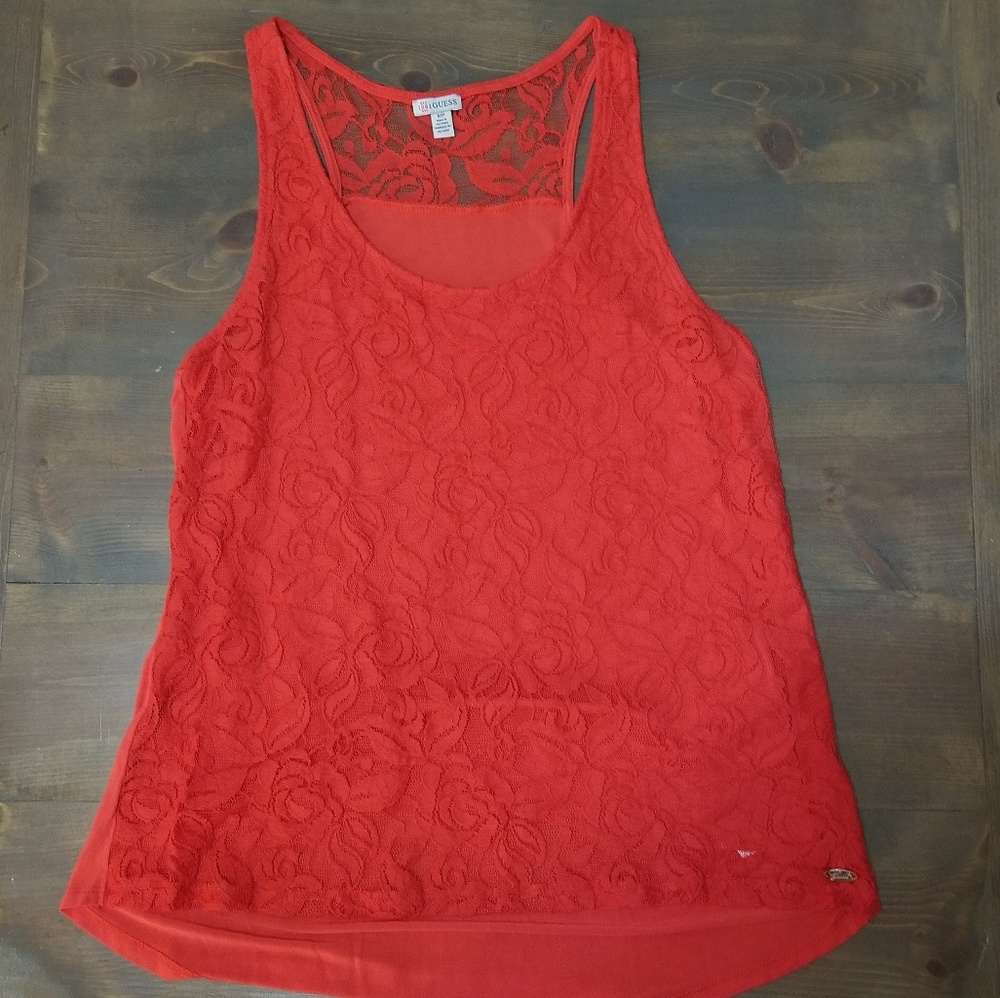 Guess Red Floral Tank Top
